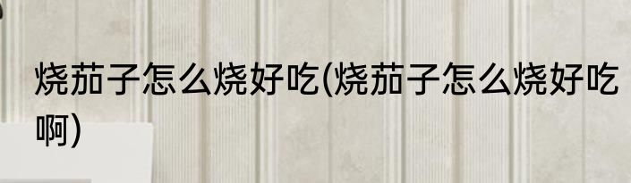 烧茄子怎么烧好吃(烧茄子怎么烧好吃啊)