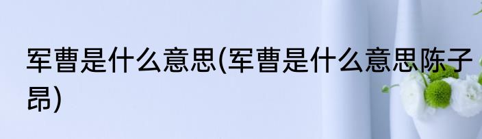 军曹是什么意思(军曹是什么意思陈子昂)