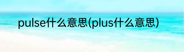 pulse什么意思(plus什么意思)