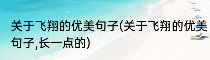 关于飞翔的优美句子(关于飞翔的优美句子,长一点的)
