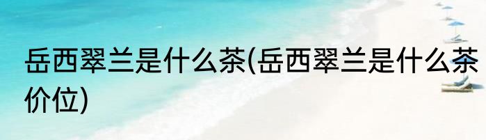 岳西翠兰是什么茶(岳西翠兰是什么茶价位)