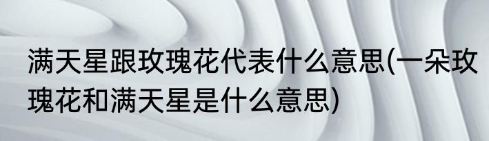 满天星跟玫瑰花代表什么意思(一朵玫瑰花和满天星是什么意思)