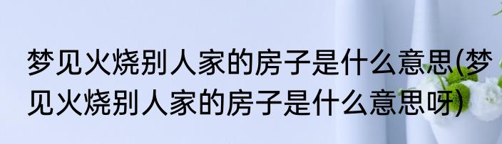 梦见火烧别人家的房子是什么意思(梦见火烧别人家的房子是什么意思呀)