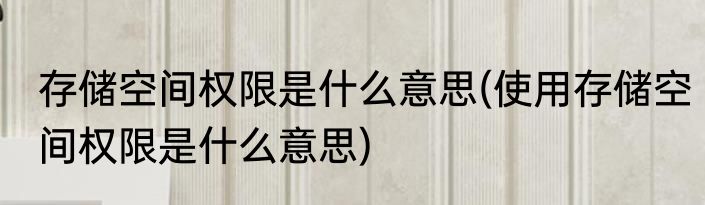 存储空间权限是什么意思(使用存储空间权限是什么意思)