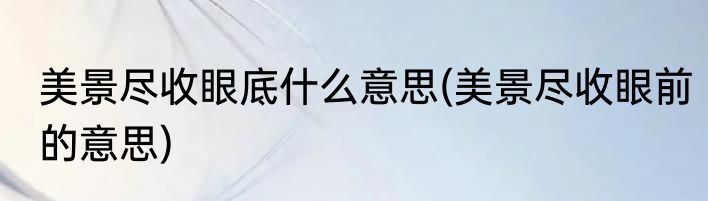 美景尽收眼底什么意思(美景尽收眼前的意思)
