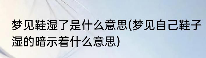 梦见鞋湿了是什么意思(梦见自己鞋子湿的暗示着什么意思)