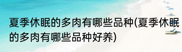夏季休眠的多肉有哪些品种(夏季休眠的多肉有哪些品种好养)