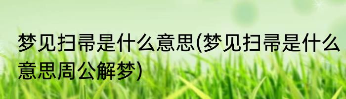 梦见扫帚是什么意思(梦见扫帚是什么意思周公解梦)