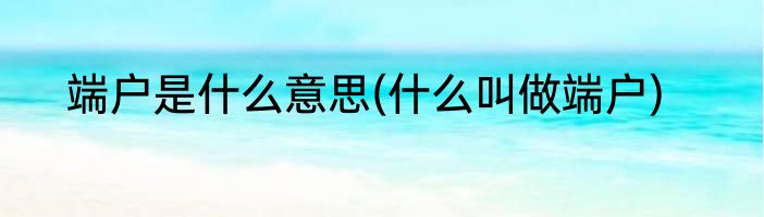 端户是什么意思(什么叫做端户)