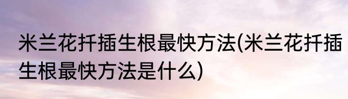 米兰花扦插生根最快方法(米兰花扦插生根最快方法是什么)