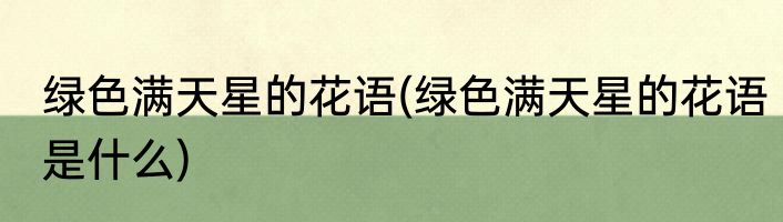 绿色满天星的花语(绿色满天星的花语是什么)