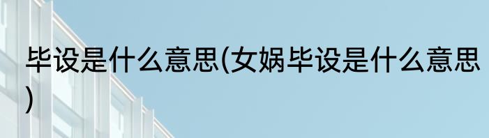 毕设是什么意思(女娲毕设是什么意思)