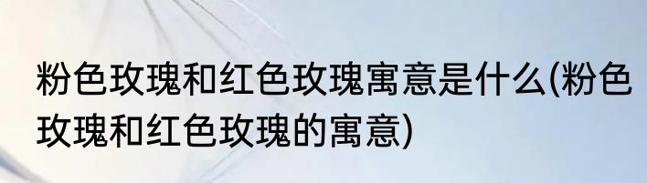 粉色玫瑰和红色玫瑰寓意是什么(粉色玫瑰和红色玫瑰的寓意)