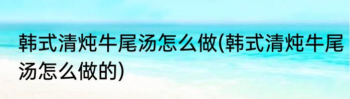 韩式清炖牛尾汤怎么做(韩式清炖牛尾汤怎么做的)