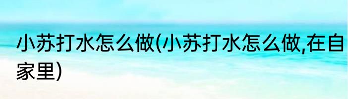 小苏打水怎么做(小苏打水怎么做,在自家里)
