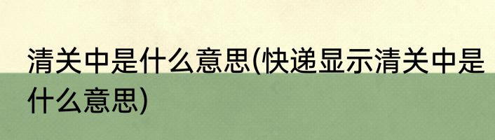 清关中是什么意思(快递显示清关中是什么意思)