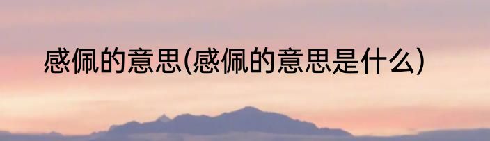 感佩的意思(感佩的意思是什么)