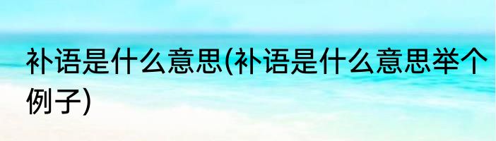 补语是什么意思(补语是什么意思举个例子)