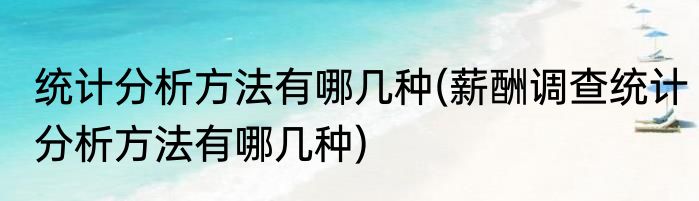 统计分析方法有哪几种(薪酬调查统计分析方法有哪几种)