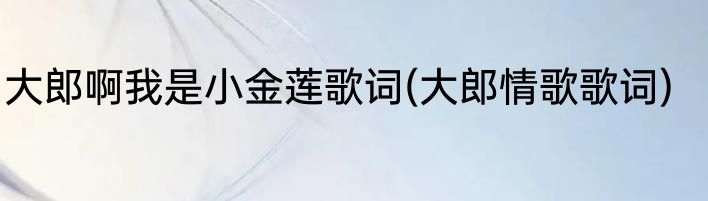 大郎啊我是小金莲歌词(大郎情歌歌词)