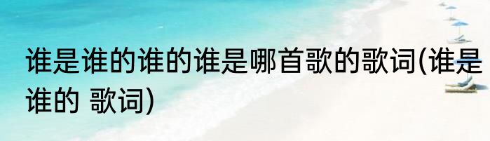 谁是谁的谁的谁是哪首歌的歌词(谁是谁的 歌词)