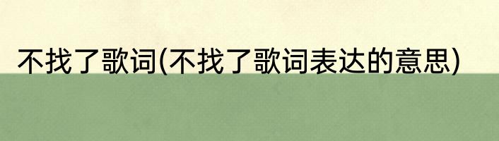 不找了歌词(不找了歌词表达的意思)