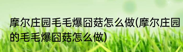 摩尔庄园毛毛爆囧菇怎么做(摩尔庄园的毛毛爆囧菇怎么做)