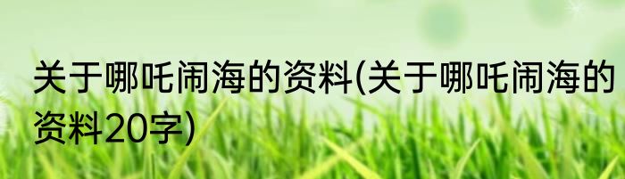 关于哪吒闹海的资料(关于哪吒闹海的资料20字)