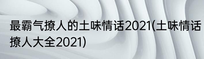 最霸气撩人的土味情话2021(土味情话撩人大全2021)