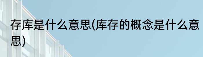 存库是什么意思(库存的概念是什么意思)