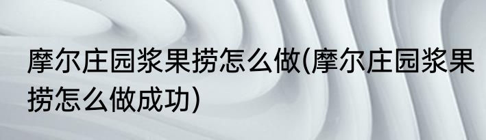 摩尔庄园浆果捞怎么做(摩尔庄园浆果捞怎么做成功)