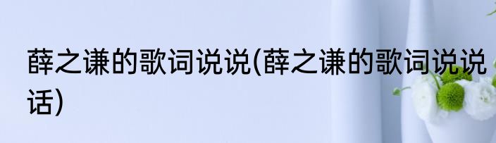 薛之谦的歌词说说(薛之谦的歌词说说话)
