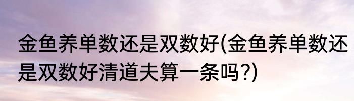 金鱼养单数还是双数好(金鱼养单数还是双数好清道夫算一条吗?)