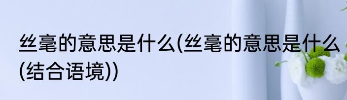 丝毫的意思是什么(丝毫的意思是什么(结合语境))