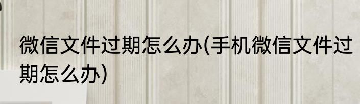 微信文件过期怎么办(手机微信文件过期怎么办)