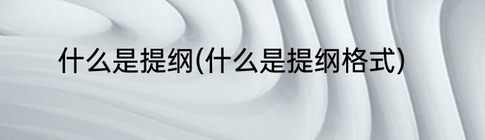 什么是提纲(什么是提纲格式)