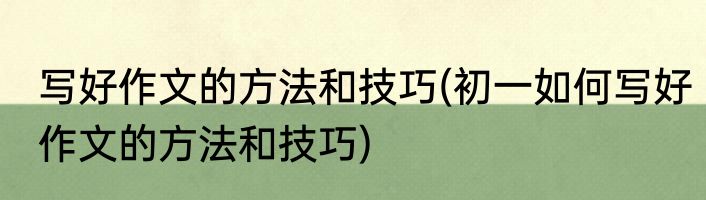 写好作文的方法和技巧(初一如何写好作文的方法和技巧)