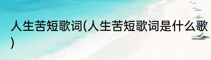 人生苦短歌词(人生苦短歌词是什么歌)