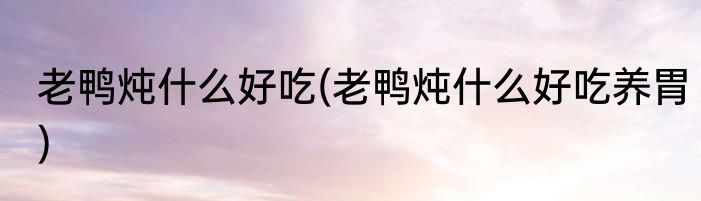 老鸭炖什么好吃(老鸭炖什么好吃养胃)