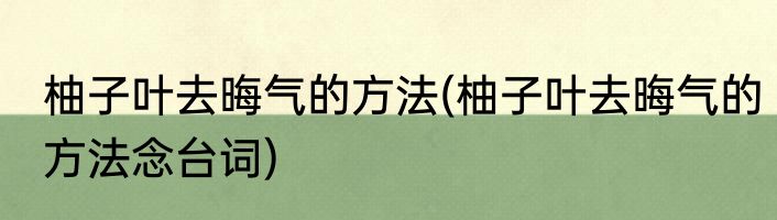 柚子叶去晦气的方法(柚子叶去晦气的方法念台词)