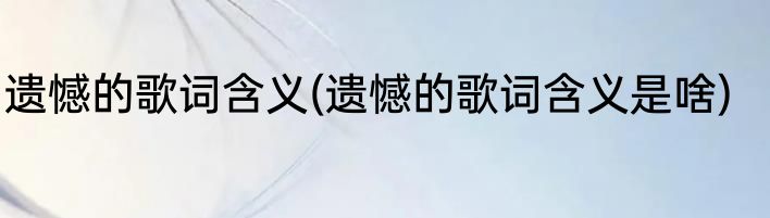 遗憾的歌词含义(遗憾的歌词含义是啥)