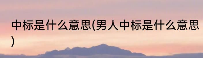 中标是什么意思(男人中标是什么意思)
