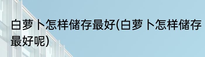 白萝卜怎样储存最好(白萝卜怎样储存最好呢)