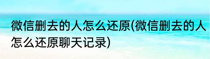 微信删去的人怎么还原(微信删去的人怎么还原聊天记录)