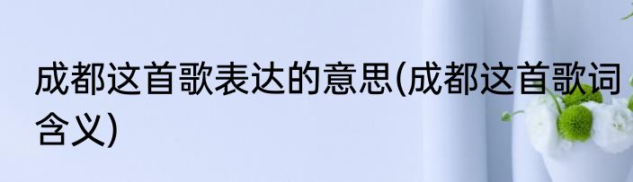 成都这首歌表达的意思(成都这首歌词含义)