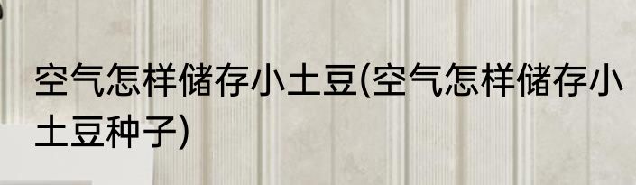 空气怎样储存小土豆(空气怎样储存小土豆种子)