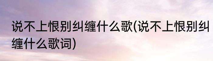 说不上恨别纠缠什么歌(说不上恨别纠缠什么歌词)