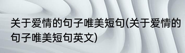 关于爱情的句子唯美短句(关于爱情的句子唯美短句英文)