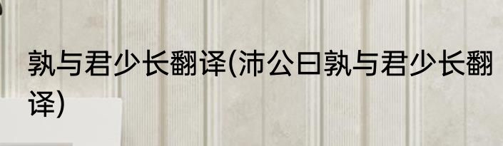 孰与君少长翻译(沛公曰孰与君少长翻译)