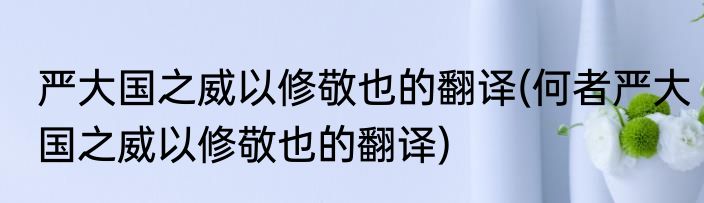 严大国之威以修敬也的翻译(何者严大国之威以修敬也的翻译)